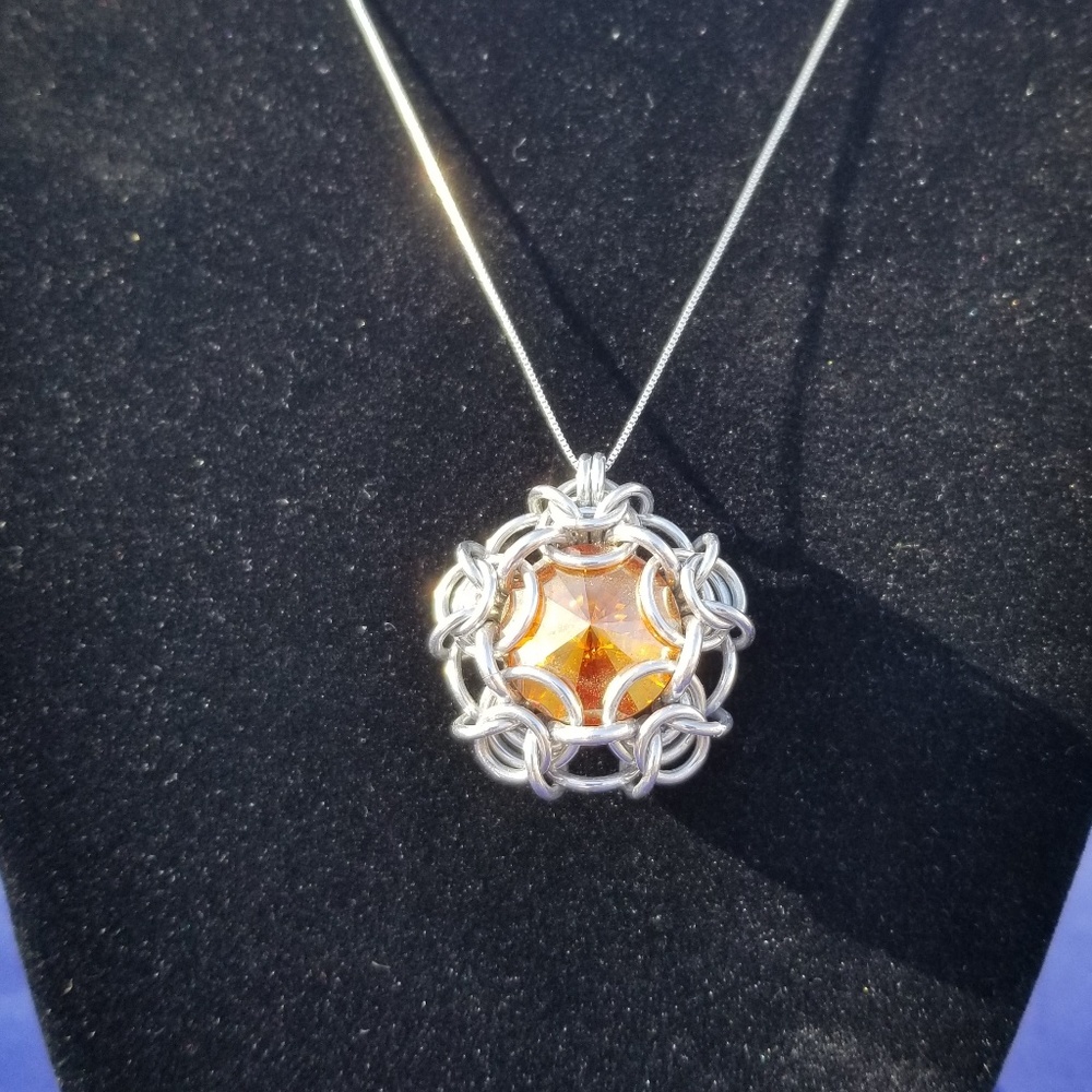 Orange Swarovski crystal pendant
